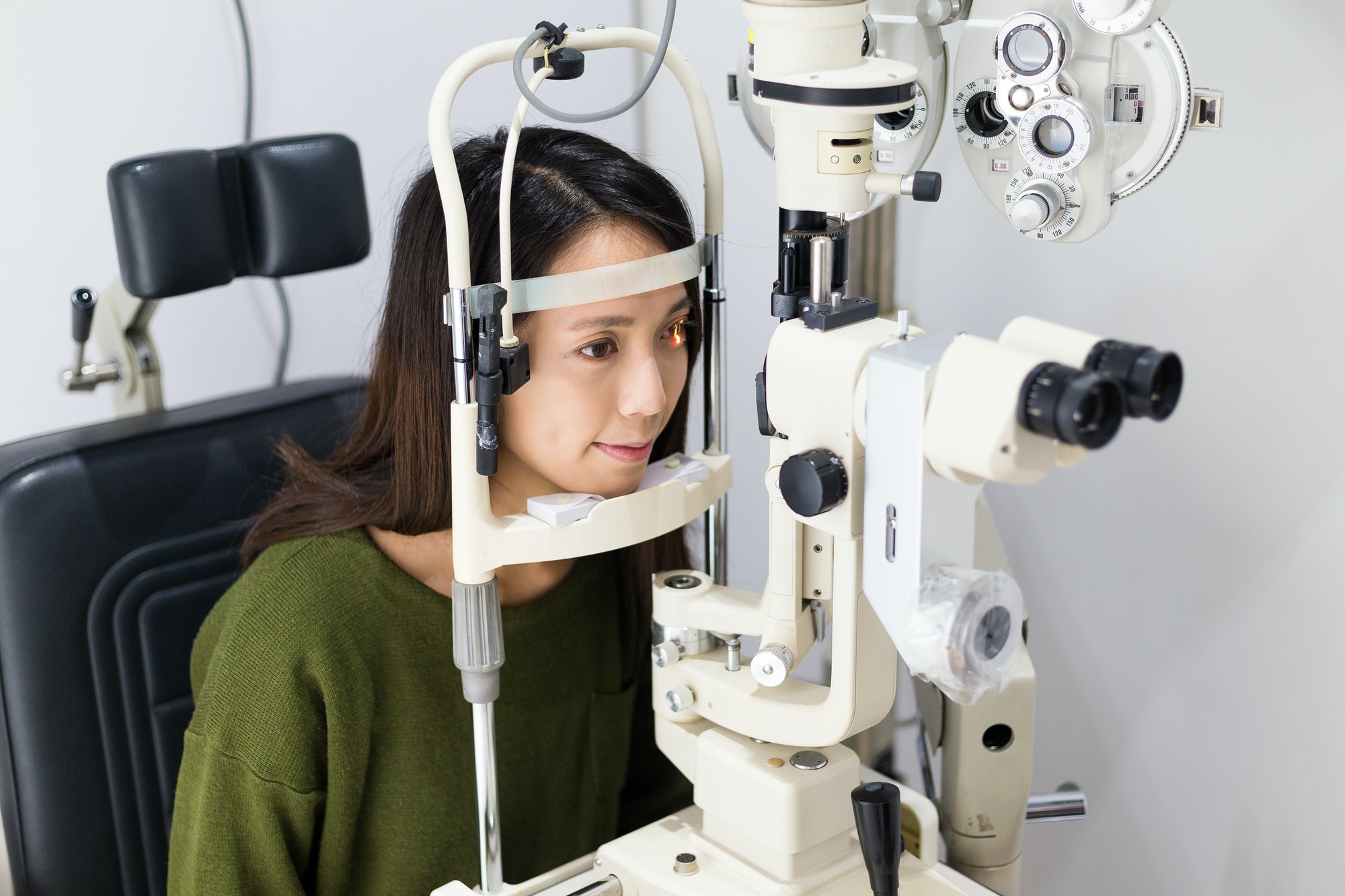 Woman is having eye exam in eye clinic